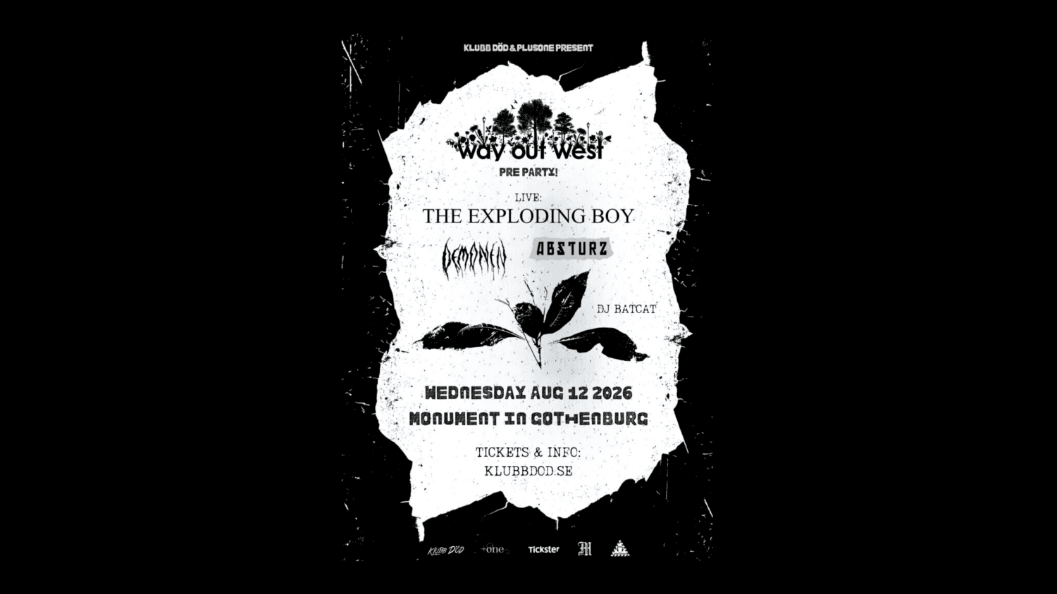 Klubb Död WoW Pre-party: The Exploding Boy + Absturz + Demonen